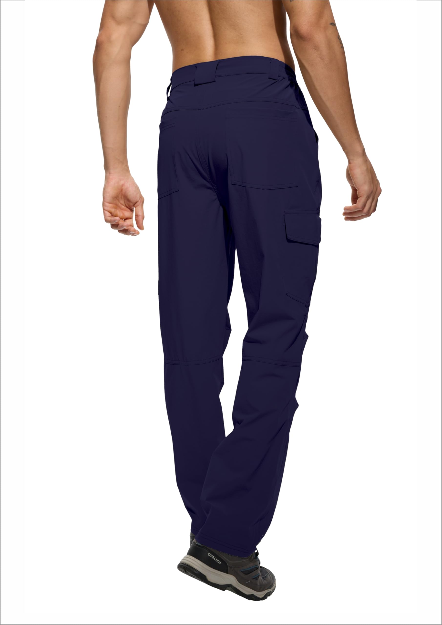 keihTrail work pants navy pocket closeup highlighting waterproof zipper storage.