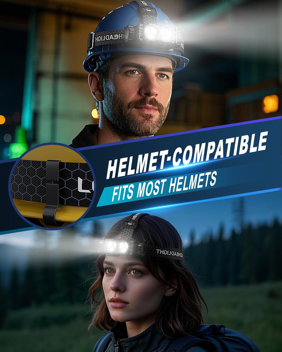 Keikuy headlamp 2-pack night hiking use demonstrates powerful beam