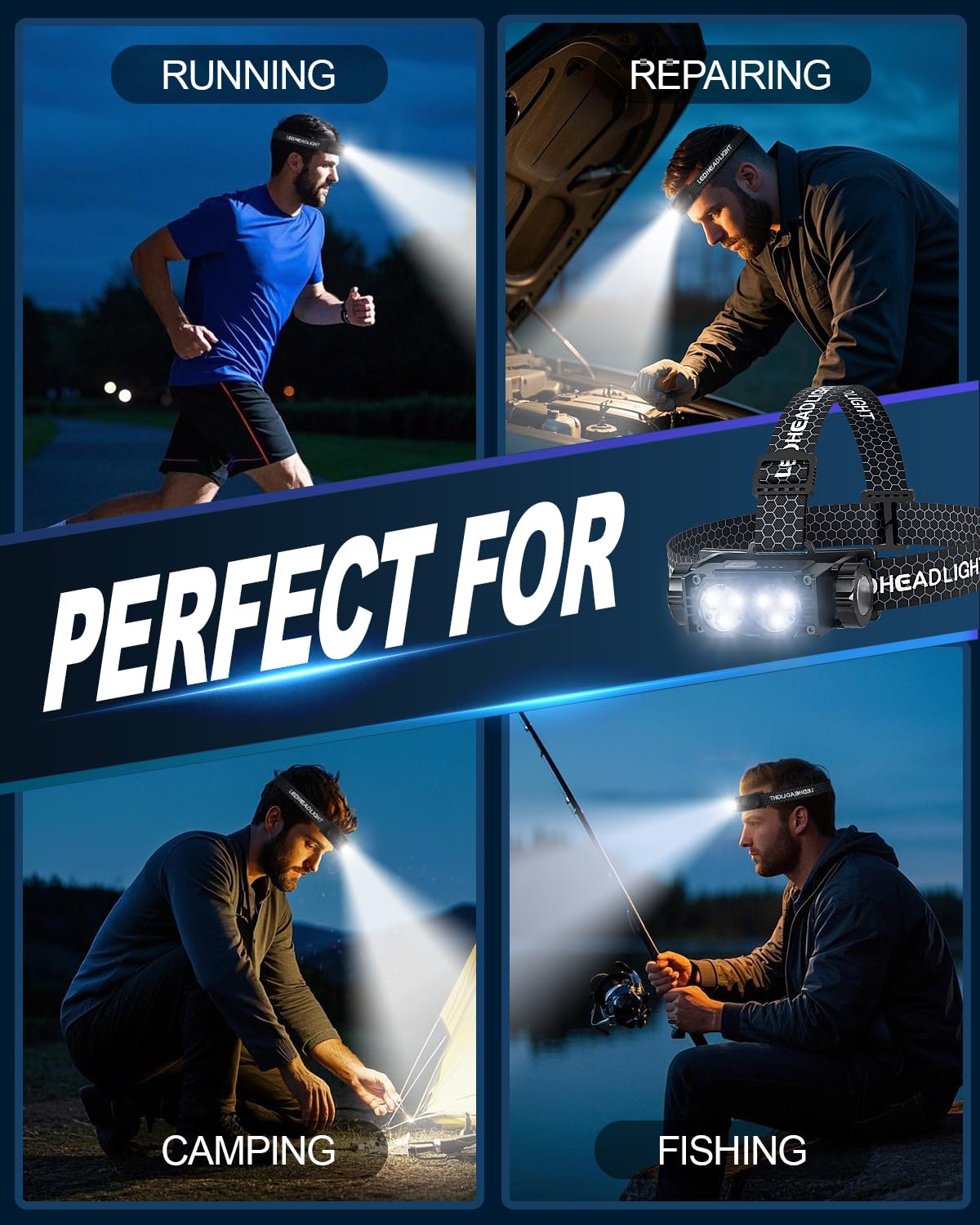 Keikuy headlamp 2-pack padded strap ensures comfortable wear