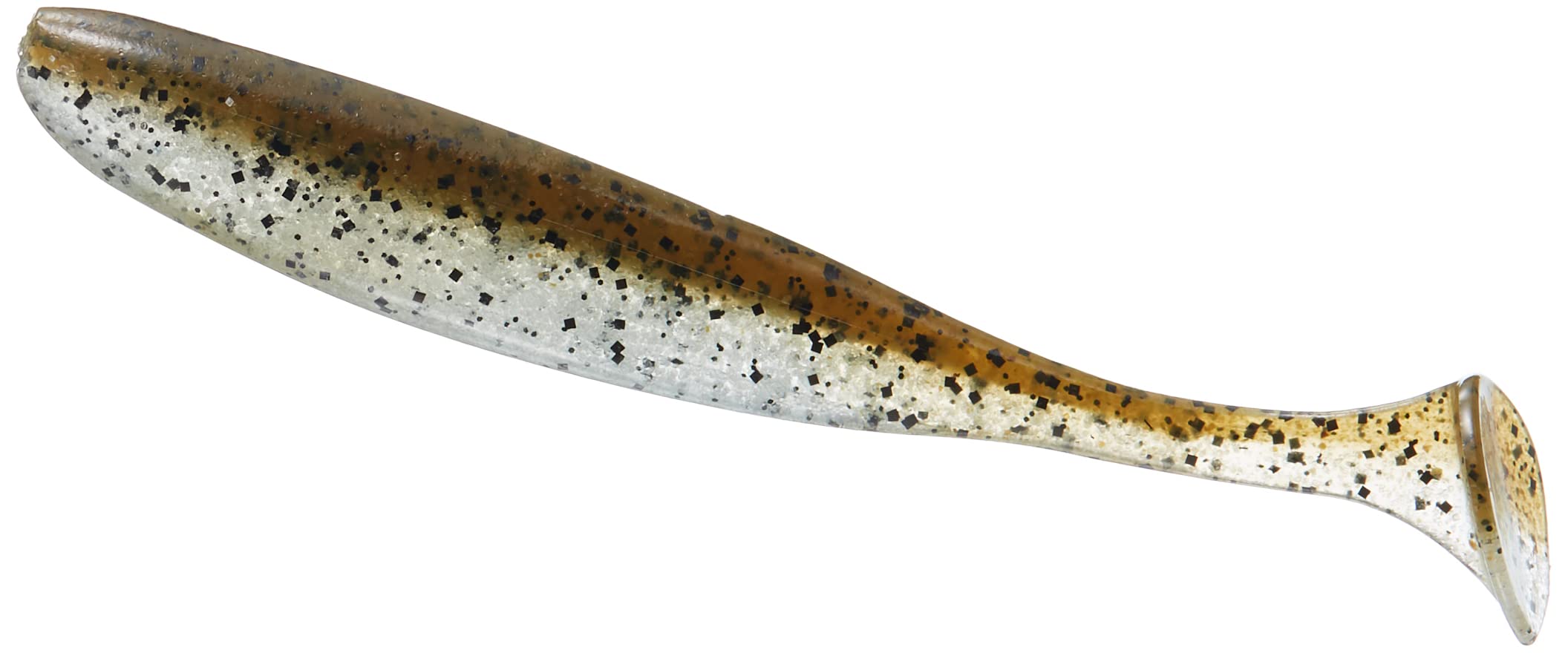 Keitech 414 Green Pumpkin Pepper lure action shot highlighting lifelike tail swing for enticing strikes