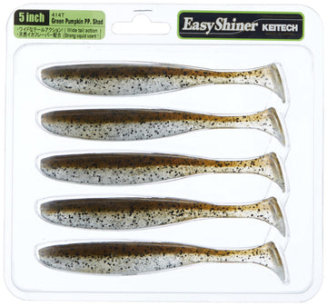 Keitech 414 Green Pumpkin Pepper lure closeup showing durable metal body for lasting casts