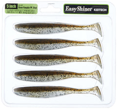 Keitech 414 Green Pumpkin Pepper lure closeup showing durable metal body for lasting casts