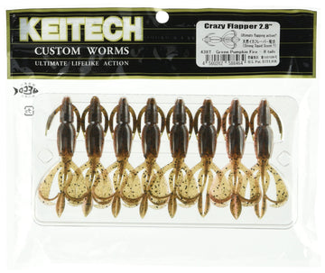 Keitech Crazy Flapper body in Green Pumpkin Fire boosts lifelike crawling through cover