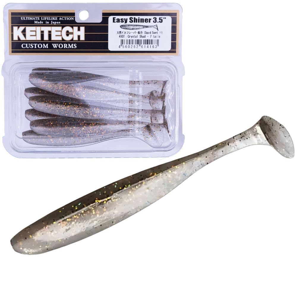 Keitech Easy Shiner 3.5-inch hook-guard keeps rig neat and snag-free during retrieves.