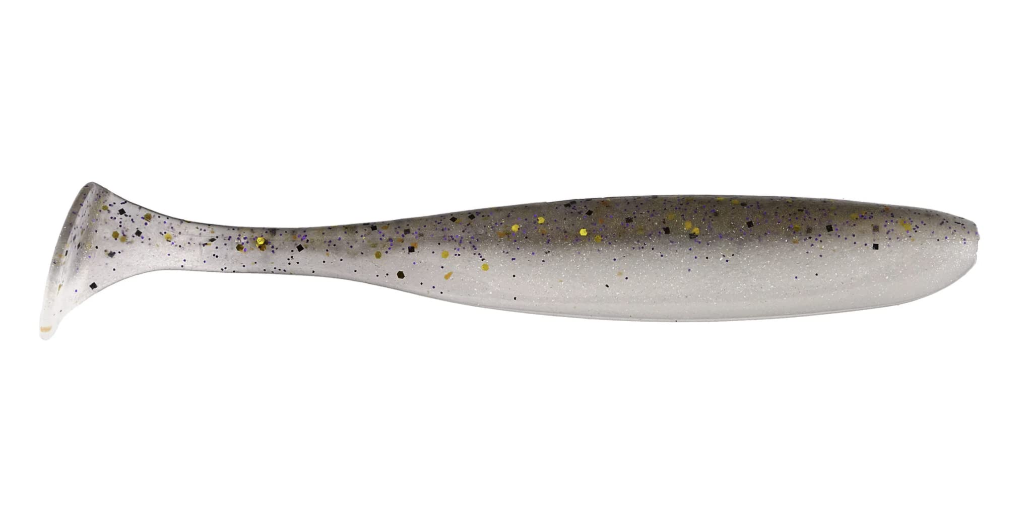 Keitech Easy Shiner 3-inch swimbait in gizzard shad, lifelike tail action for weed edges and cover.