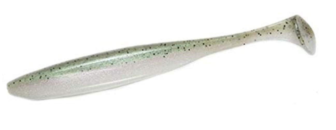 Keitech Easy Shiner 4-Inch paddletail swimbait in Ghost Rainbow delivers lifelike action and enticing squid scent.