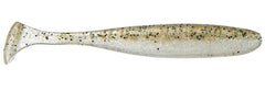 Keitech ES4428 unsymmetrical shad body with tail action balances lures for varied conditions.
