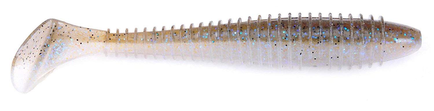 Keitech Fat Swing Impact Electric Shad close-up showing balanced action and two-tone color