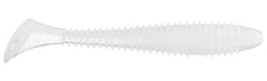 Keitech Fat Swing Impact French Pearl 3.8-inch swimbait ready for versatile swimming and weedless rigging.