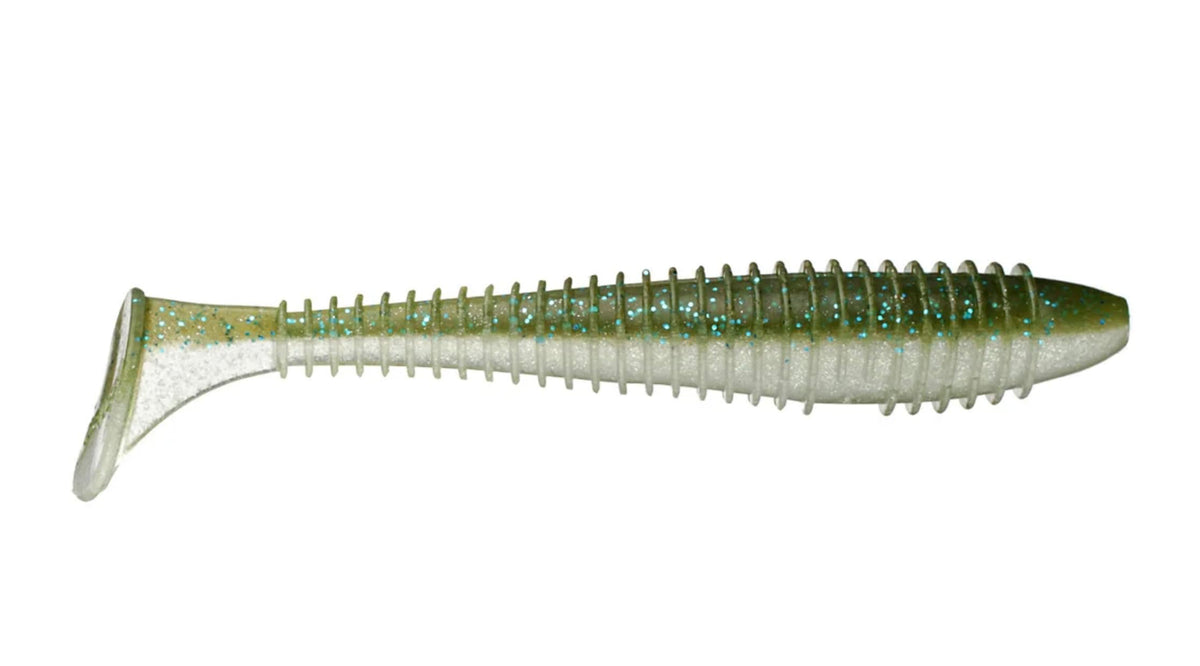 Keitech Fat Swing Impact Smallmouth Magic 3.3-inch front view shows lifelike action for bass