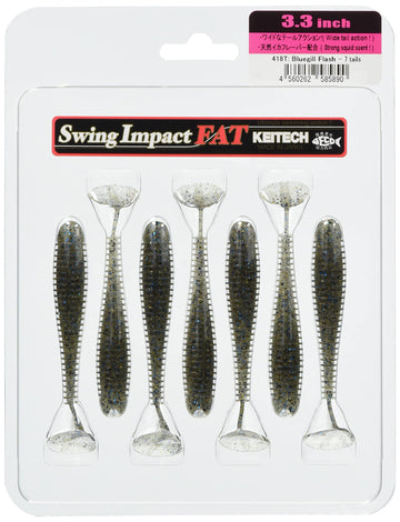 Keitech FS33418 Fat Swing Bluegill Flash front view shows chunky paddle tail ideal for versatile jigging