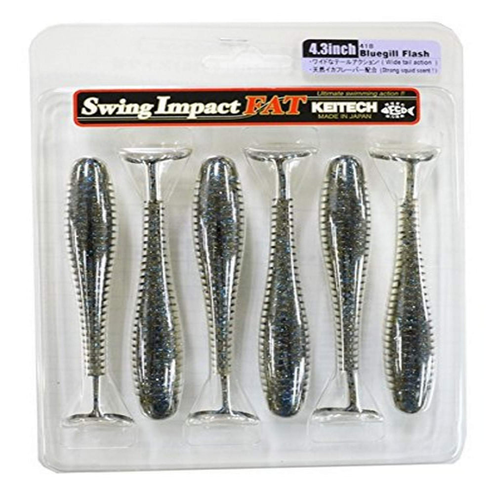 Keitech FSI43-418 Fat Swing Impact bluegill flash, ideal for bass fishing at multiple retrieves