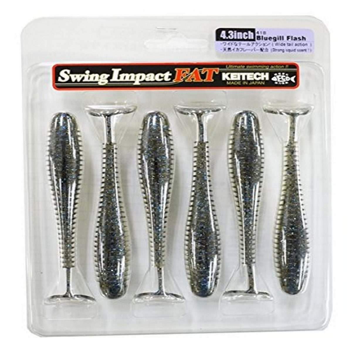 Keitech FSI43-418 Fat Swing Impact bluegill flash, ideal for bass fishing at multiple retrieves