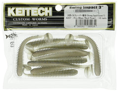 Keitech SW3420 Swing Impact 3in lure showing blue red pearl color for attracting bites