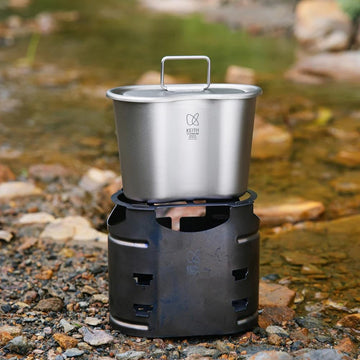 Keith Ti3061 Pro titanium stove enables clean-burning portable cooking anywhere.
