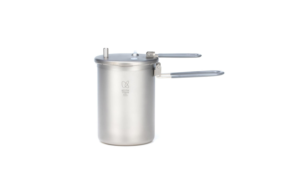 Keith Ti6302 dual-pot system shown for compact trail cooking and efficiency