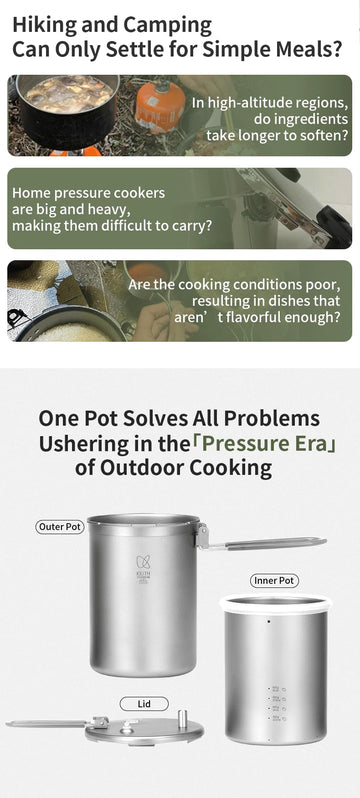Keith Ti6302 outer pot 1100ml supports larger outdoor meals