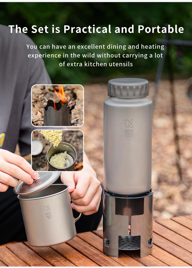 Keith Ti3070 stove nests inside set for easy transport
