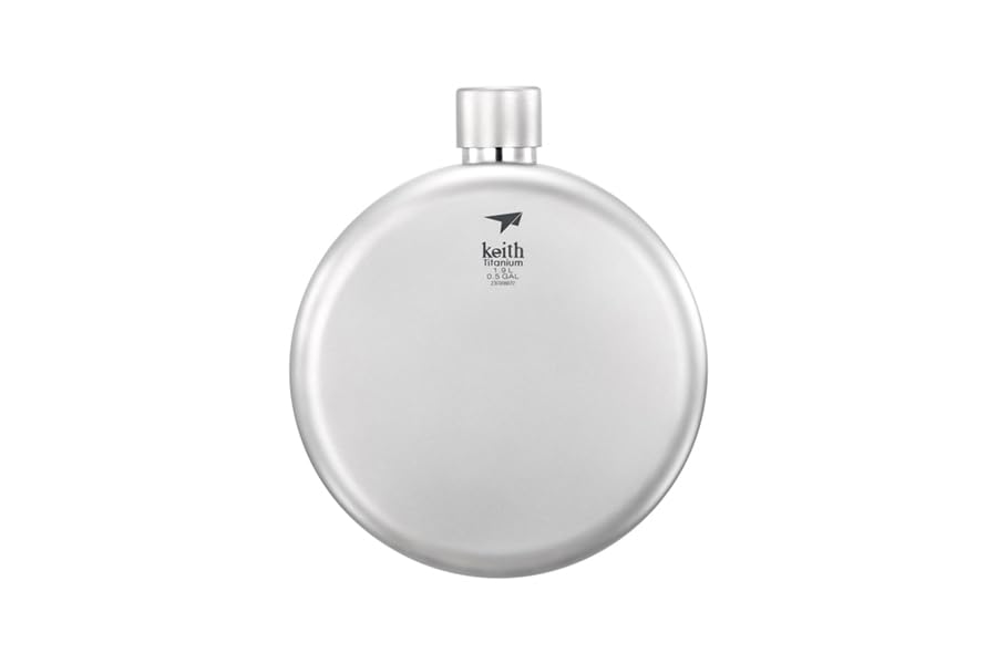 Keith Titanium Western Cowboy Canteen with flat-round design offers stability on slopes.