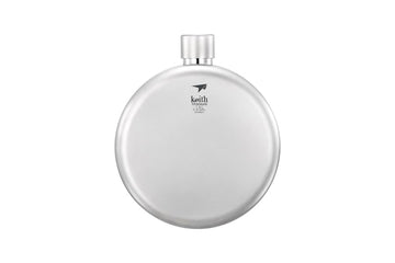 Keith Titanium Western Cowboy Canteen with flat-round design offers stability on slopes.