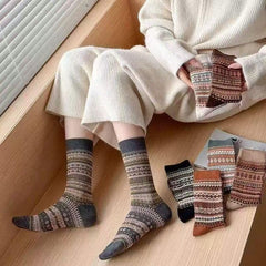 Kelabia Nordic-knit wool socks at ankle height offering durable warmth.