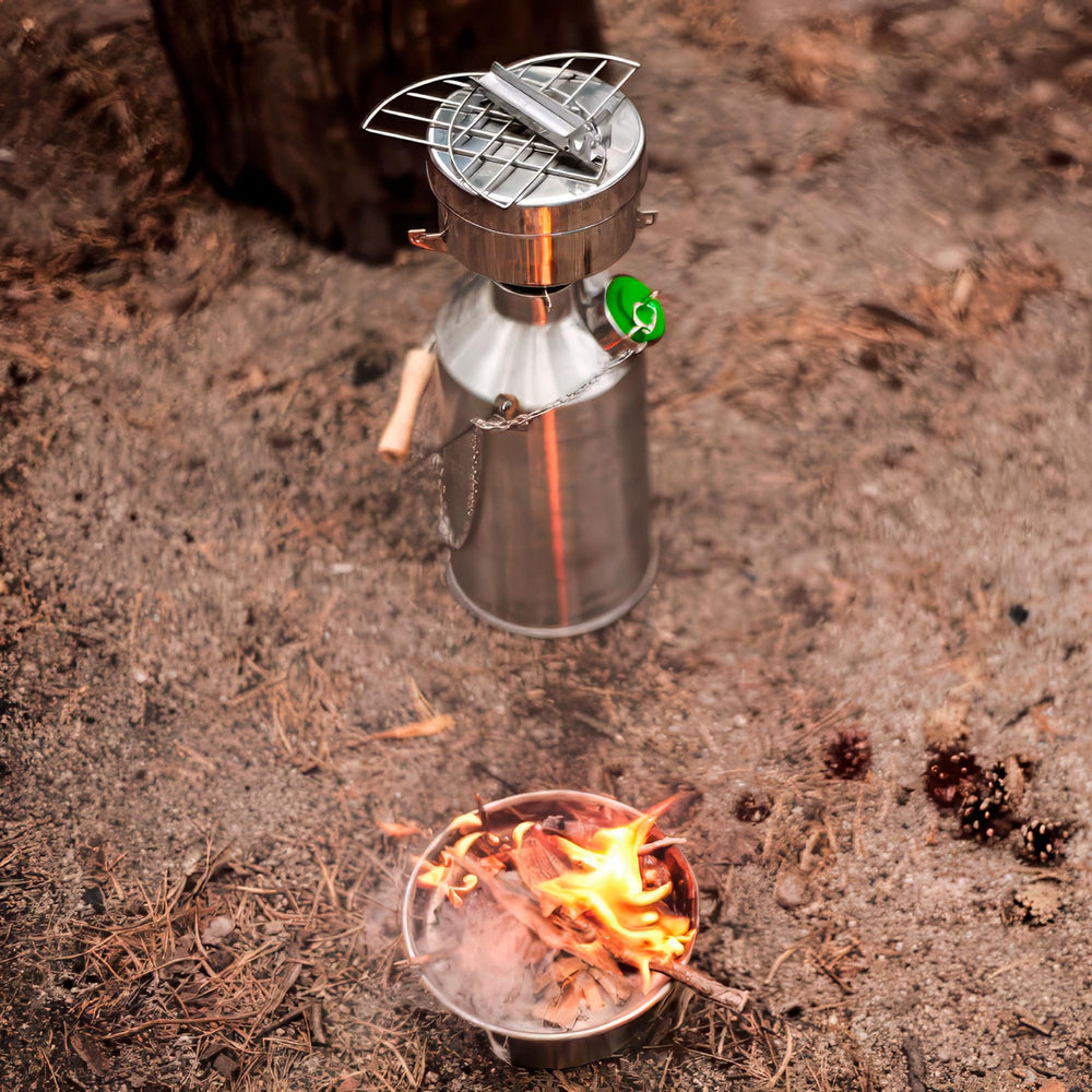 Kelly Kettle demonstrates fuel-free camping with sticks and tinder