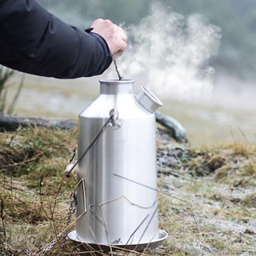 Kelly Kettle stands 13 inches tall, ideal for backpacks.