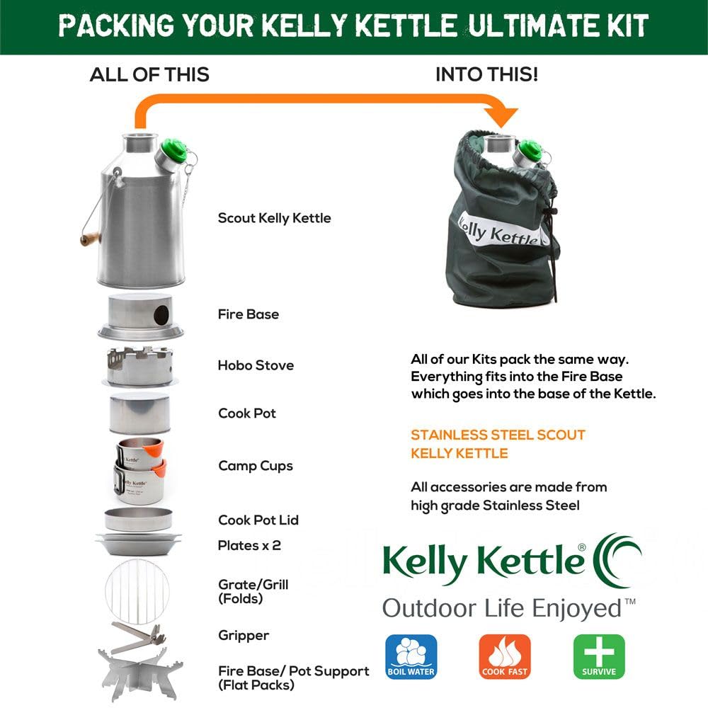 Kelly Kettle Scout Ultimate pot support keeps cookware stable on uneven terrain
