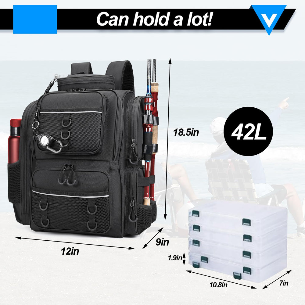 Kelokeli backpack side pockets keeping longer tackle within reach.