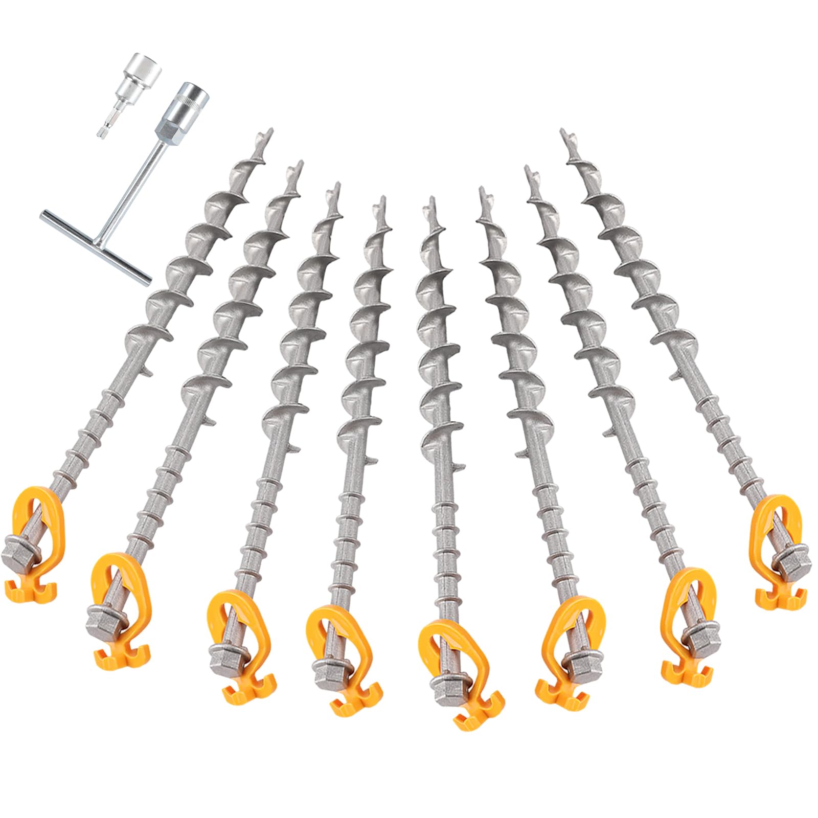 Keltrion 8pcs screw-in tent stakes 14inch pack in ground for secure camping setups