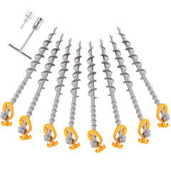 Keltrion 8pcs screw-in tent stakes 14inch pack in ground for secure camping setups