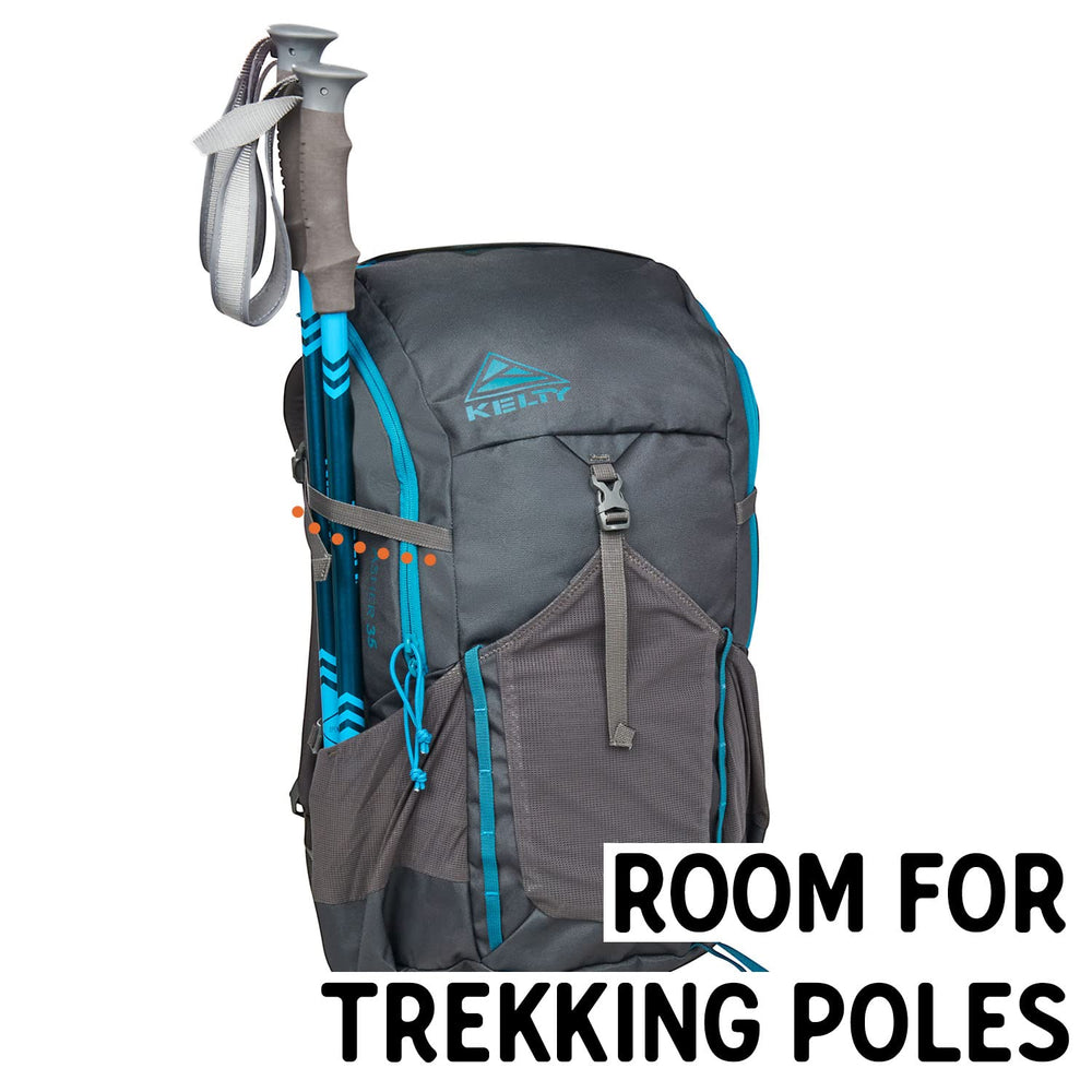 Kelty Asher external aluminum frame stay balances load for stability.