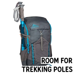 Kelty Asher external aluminum frame stay balances load for stability.