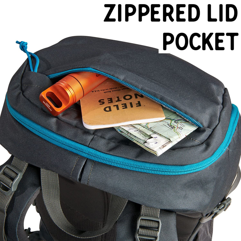 Kelty Asher hydration-compatible pocket enables easy water access during outings.