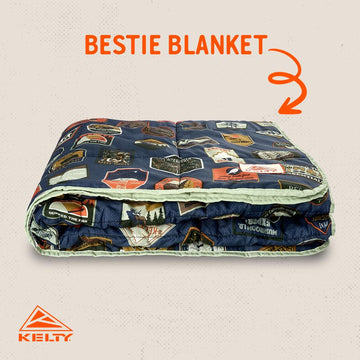 Kelty Bestie Blanket back view, plush brushed interior for comfort