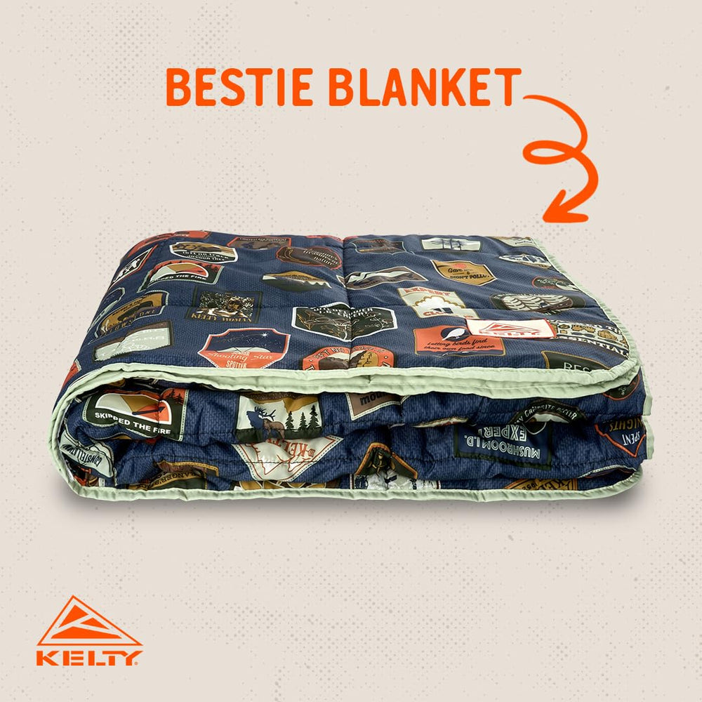 Kelty Bestie Blanket back view, plush brushed interior for comfort
