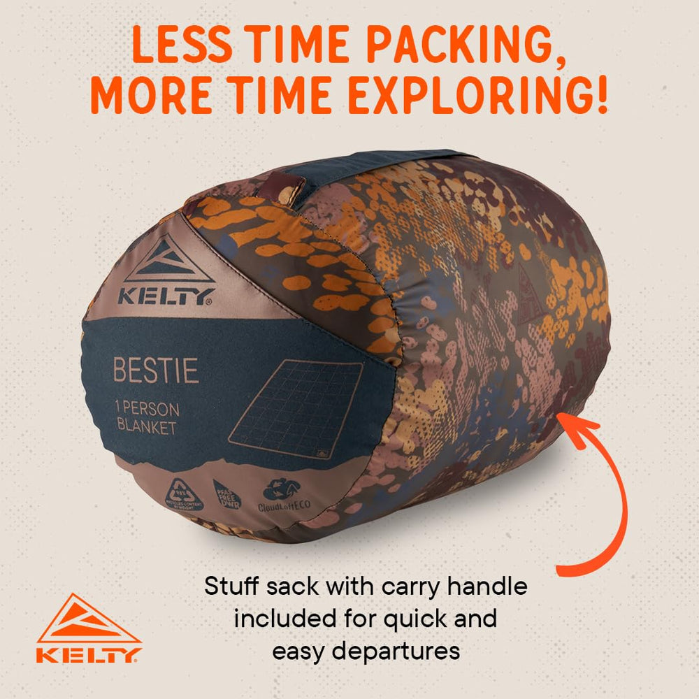 Kelty Bestie Blanket Chaparral box quilt-through stitching keeps layers secure during use.