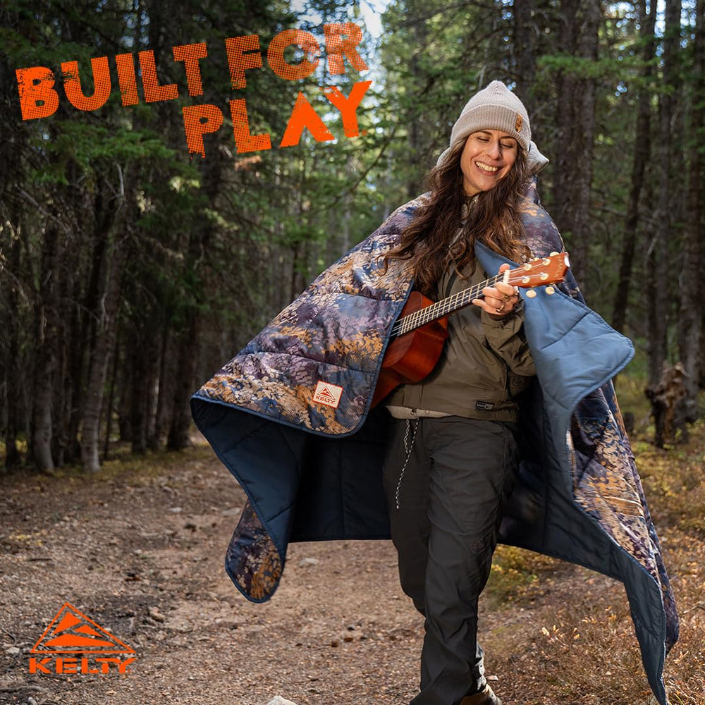 Kelty Bestie Blanket Chaparral exterior with DWR shows weather-ready coverage.