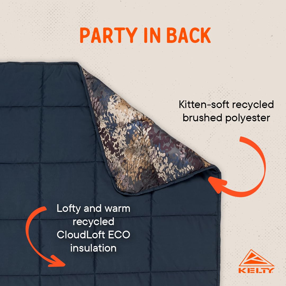 Kelty Bestie Blanket Chaparral folded packable demonstrates easy carry for trips.