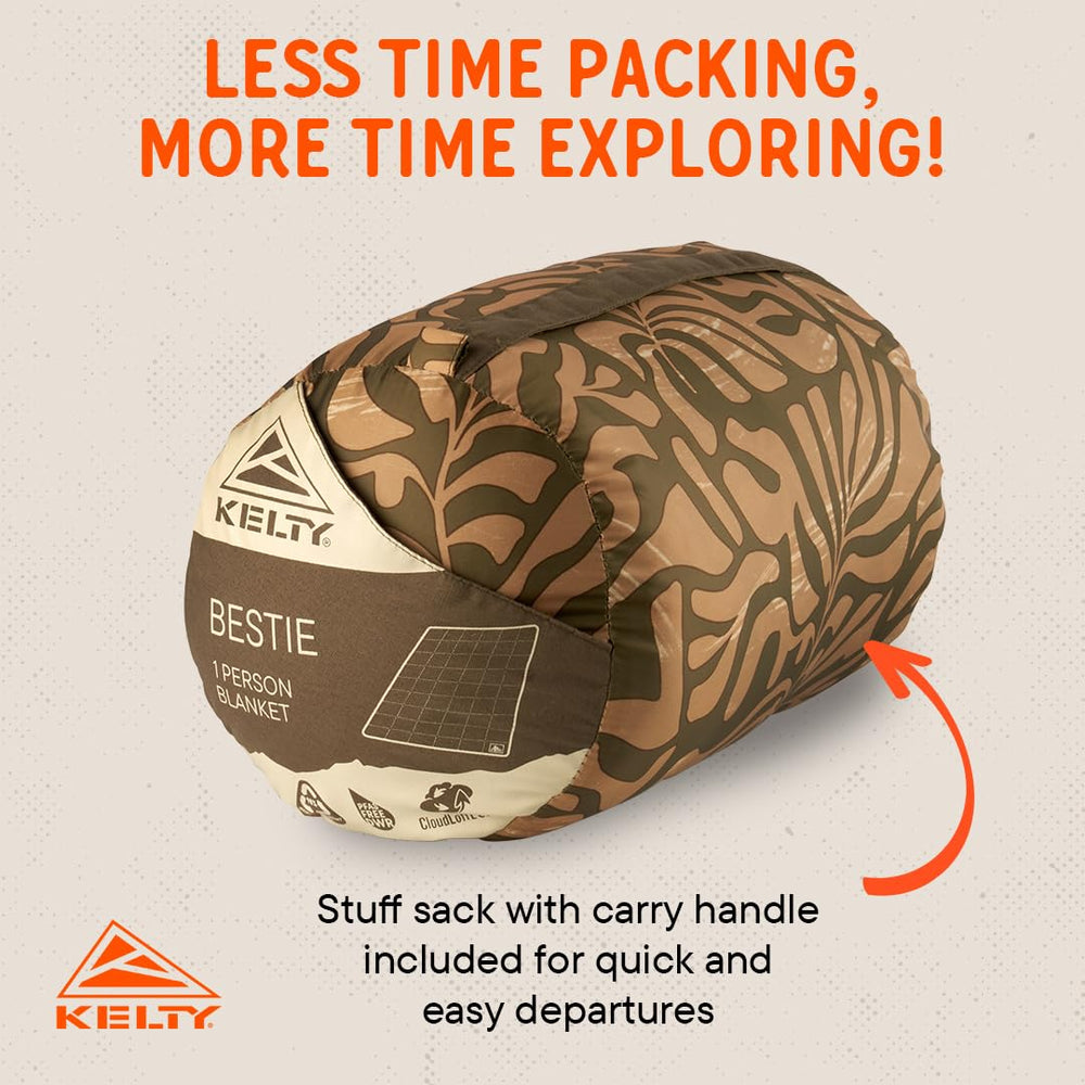 Kelty Bestie Blanket Fern PFAS-Free DWR for durable outer protection.