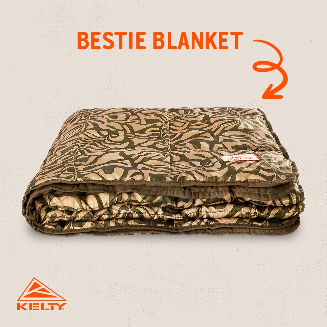 Kelty Bestie Blanket Fern recycled poly taffeta shell for breathable comfort outdoors.