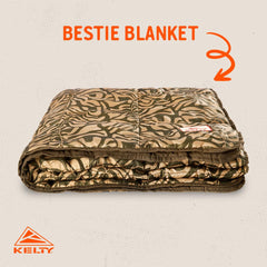 Kelty Bestie Blanket Fern recycled poly taffeta shell for breathable comfort outdoors.