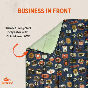 Kelty Bestie Blanket folded, compact and portable for travel