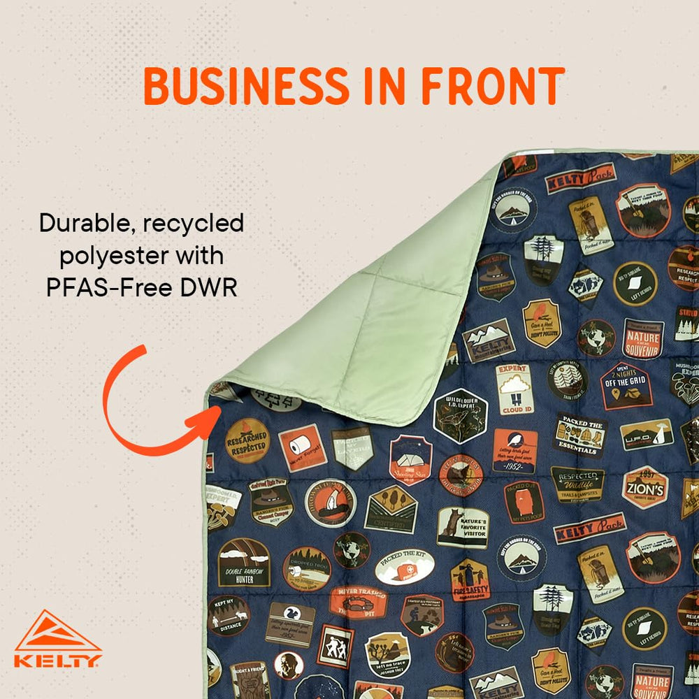 Kelty Bestie Blanket folded, compact and portable for travel