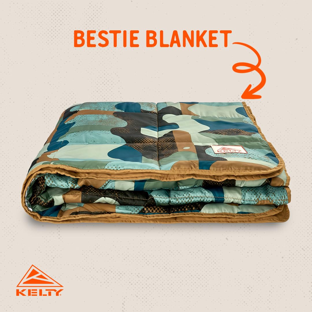 Kelty Bestie Blanket Geo Natural back view - full-coverage warmth for chilly nights
