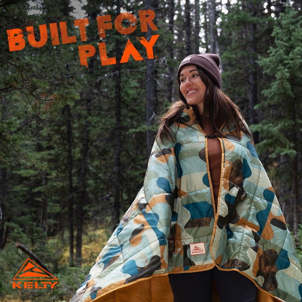 Kelty Bestie Blanket Geo Natural insulated-core - CloudLoft ECO warmth for camp nights