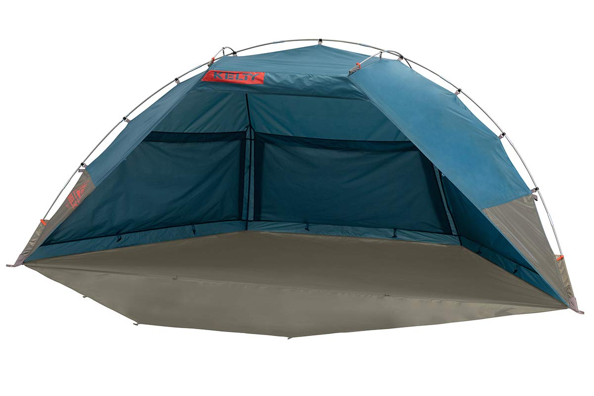 Kelty Cabana shade tent interior with mesh windows for airflow and cooling.