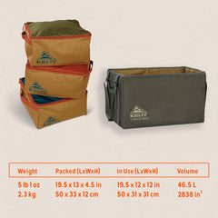 Kelty CAR-GO-Box folding case keeps pods neatly contained for compact storage between adventures