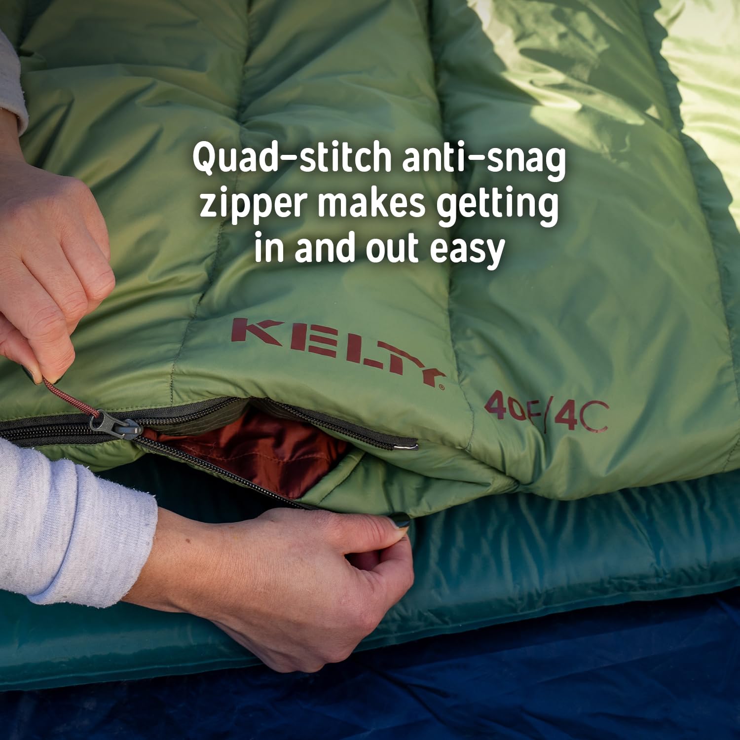 Kelty Cosmic 20 PFAS-free DWR finish shown on durable shell.