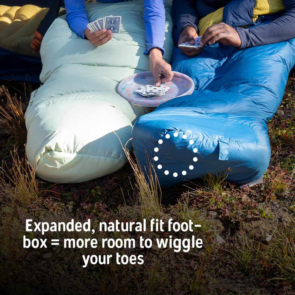 Kelty Cosmic 20 sleeping bag PFAS-free DWR finish helps repel moisture